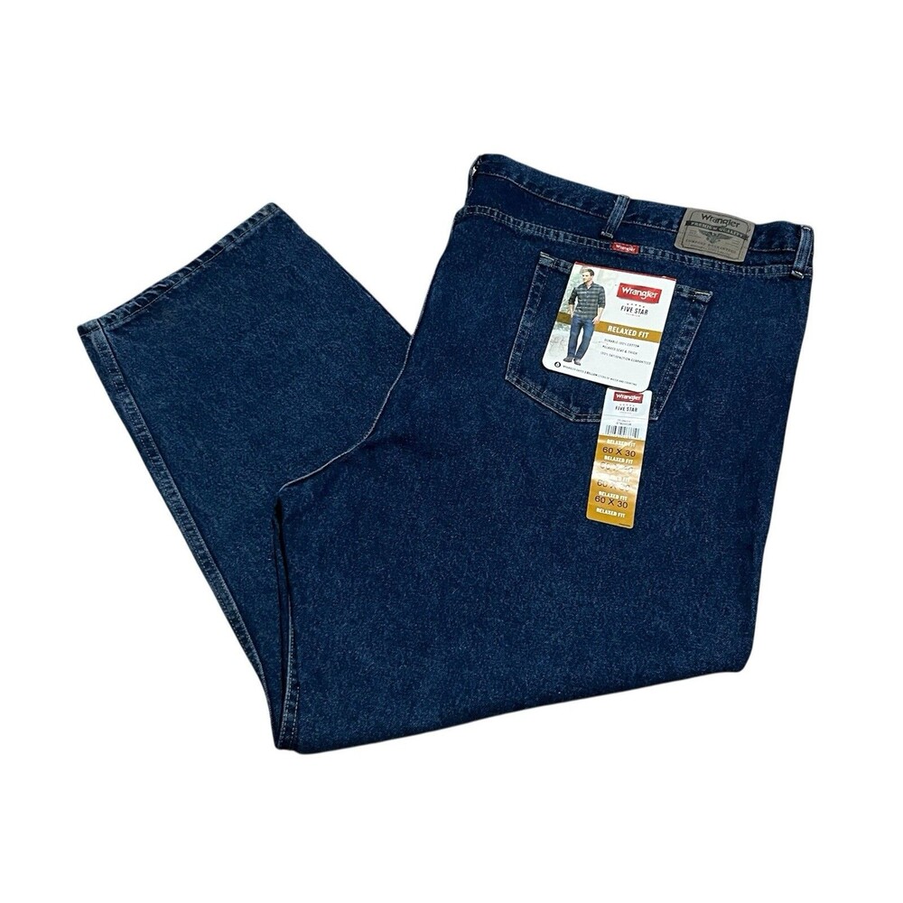 Wrangler Denim Relaxed Fit Jeans 9760WDR Blue 100% Cotton 60x30 Big & Tall - NWT